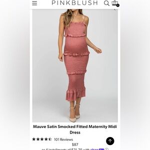 Pink Blush Maternity Smocked Midi Dress
